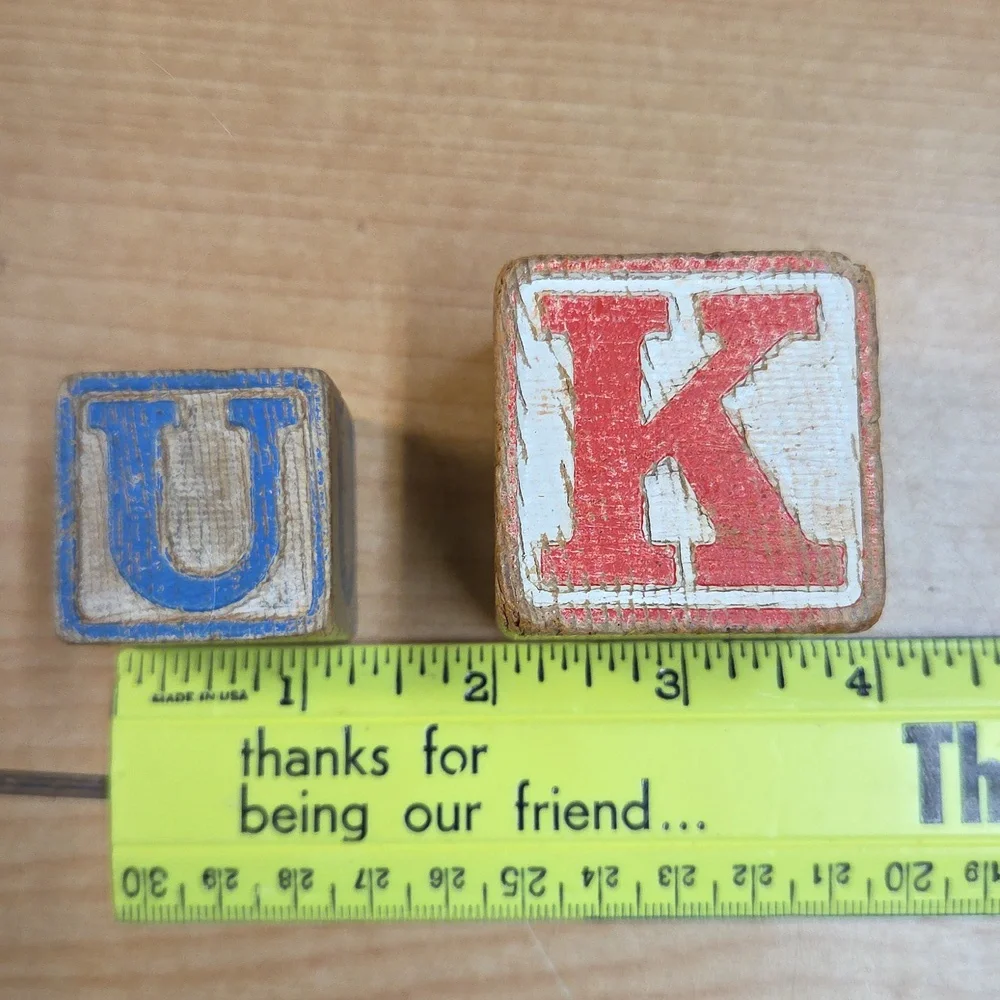 28 Vtg Wooden Alphabet Building‎ Blocks